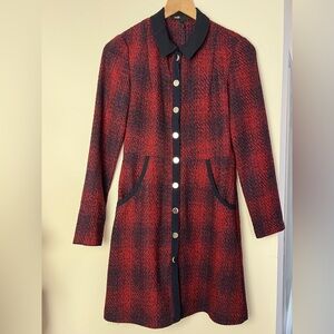 Maje red plaid shirt dress